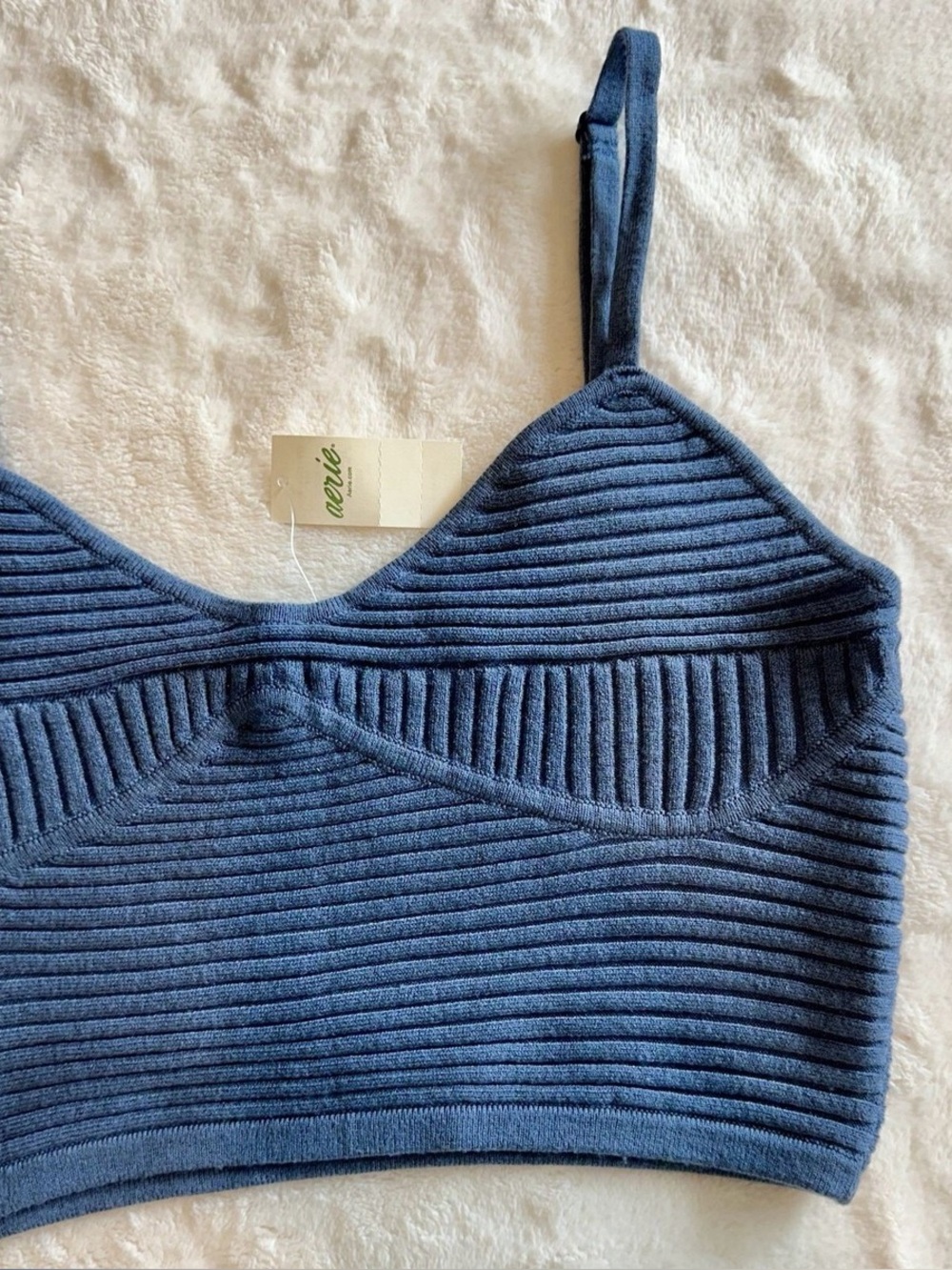 Aerie Blue Ribbed Knit Cami Tank